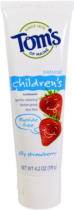 Toms of Maine, Childrens Toothpaste, Fluoride-Free, Silly Strawberry, 4.2 oz (119 g) ,حمام، الجمال، معجون الأسنان، والأطفال ومعجون الأسنان الطفل