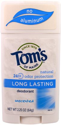 Toms of Maine, Natural Long-Lasting Deodorant, Unscented, 2.25 oz (64 g) ,حمام، الجمال، مزيل العرق