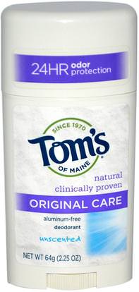 Toms of Maine, Original Care Deodorant, Aluminum-Free, Unscented, 2.25 oz (64 g) ,حمام، الجمال، مزيل العرق