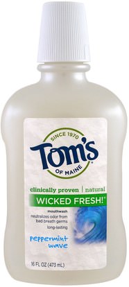 Toms of Maine, Wicked Fresh!, Mouthwash, Peppermint Wave, 16 fl oz (473 ml) ,حمام، الجمال، شفهي، الأسنان، تهتم، غسول الفم