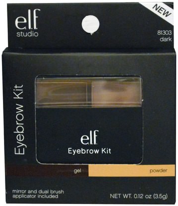 أدوات / فرش، وجه E.L.F. Cosmetics, Eyebrow Kit, Gel/Powder, Dark, 0.12 oz (3.5 g)