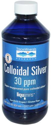 Trace Minerals Research, Colloidal Silver, 30 ppm, 8 fl oz (237 ml) ,والمكملات، والفضة الغروانية
