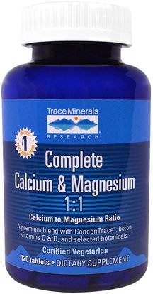 Trace Minerals Research, Complete Calcium & Magnesium, 120 Tablets ,المكملات الغذائية، والمعادن، والكالسيوم