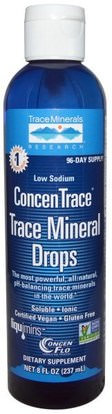 Trace Minerals Research, ConcenTrace, Trace Mineral Drops, 8 fl oz (237 ml) ,والملاحق، والمعادن، والمعادن النزرة
