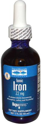 Trace Minerals Research, Ionic Iron, 22 mg, 2 fl oz (59 ml) ,المكملات الغذائية، والمعادن، والحديد