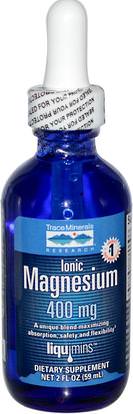 Trace Minerals Research, Ionic Magnesium, 400 mg, 2 fl oz (59 ml) ,المكملات الغذائية، المعادن، المغنيسيوم