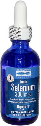 Trace Minerals Research, Ionic Selenium, 300 mcg, 2 fl oz (59 ml) ,المكملات الغذائية، مضادات الأكسدة، السيلينيوم