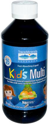 Trace Minerals Research, Kids Multi, Citrus Punch, 8 fl oz (237 ml) ,الفيتامينات، الفيتامينات المتعددة، الأطفال الفيتامينات