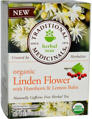 Traditional Medicinals, Herbal Teas, Organic Linden Flower, Naturally Caffeine Free, 16 Tea Bags, 1.02 oz (28.8 g) ,Herb-sa