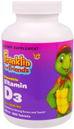 Treehouse Kids, Franklin and Friends, Chewable Vitamin D3, Berry, 400 IU, 250 Tablets ,الفيتامينات، فيتامين d3، ملاحق الأطفال