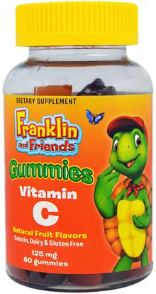 Treehouse Kids, Franklin and Friends, Gummies Vitamin C, Mixed Fruit Flavors, 125 mg, 60 Gummies ,المنتجات الحساسة للحرارة، الفيتامينات، فيتامين ج غوميز