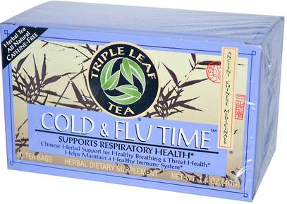 Triple Leaf Tea, Cold & Flu Time, 20 Tea Bags, 1.4 oz (40 g) ,والصحة، والانفلونزا الباردة والفيروسية والبرد والانفلونزا
