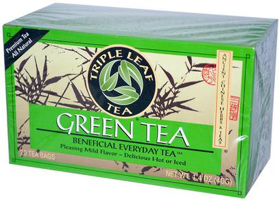Triple Leaf Tea, Green Tea, 20 Tea Bags, 1.4 oz (40 g) ,المكملات الغذائية، مضادات الأكسدة، الشاي الأخضر