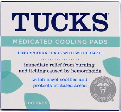 Tucks, Medicated Cooling Pads, 100 Pads ,والصحة، والجلد، الساحرة هازل، والبواسير، ومنتجات البواسير