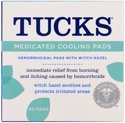 Tucks, Medicated Cooling Pads, 40 Pads ,والصحة، والجلد، الساحرة هازل، والبواسير، ومنتجات البواسير