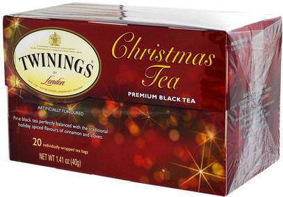 Twinings, Christmas Tea, Premium Black Tea, 20 Tea Bags, 1.41 oz (40 g) ,الطعام، شاي الأعشاب، الشاي الأسود