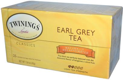 Twinings, Classics, Earl Grey, Decaffeinated, 25 Tea Bags, 1.54 oz (43 g) ,الغذاء، الشاي العشبية، إيرل الشاي الرمادي