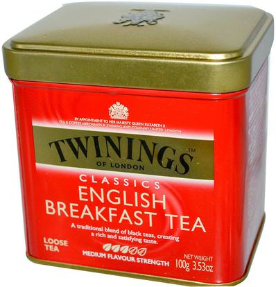 Twinings, Classics, English Breakfast Loose Tea, 3.53 oz (100 g) ,الطعام، شاي العشبية، الفطور الإنجليزي
