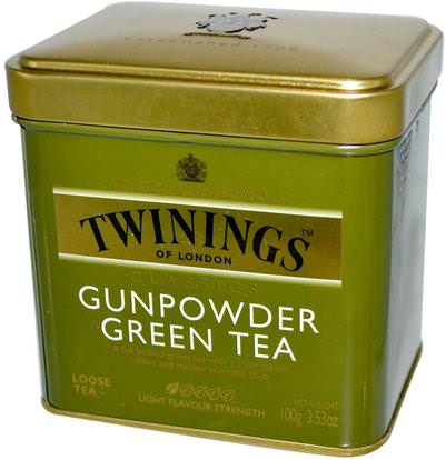 Twinings, Classics, Gunpowder Green Loose Tea, 3.53 oz (100 g) ,الطعام، شاي الأعشاب، الشاي الأخضر