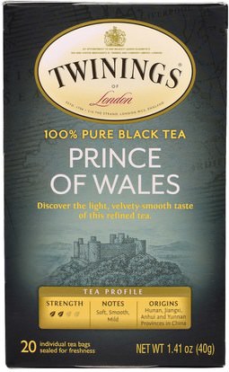 Twinings, Prince of Wales Tea, 20 Tea Bags, 1.41 oz (40 g) ,الطعام، شاي الأعشاب، الشاي الأسود