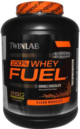Twinlab, 100% Whey Fuel, Double Chocolate, 5 lbs (2.27 kg) ,المكملات الغذائية، بروتين مصل اللبن، والرياضة