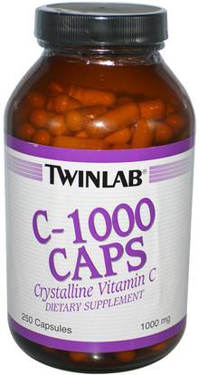 Twinlab, C-1000 Caps, Crystalline Vitamin C, 1000 mg, 250 Capsules ,الفيتامينات، فيتامين ج