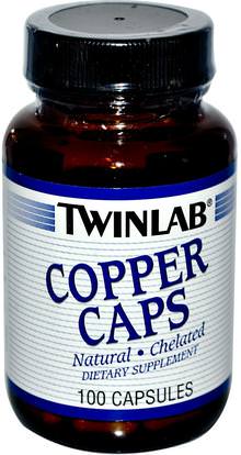 Twinlab, Copper Caps, 100 Capsules ,المكملات الغذائية، والمعادن، والنحاس
