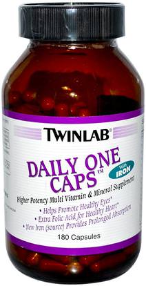Twinlab, Daily One Caps, with Iron, 180 Capsules ,الفيتامينات، الفيتامينات