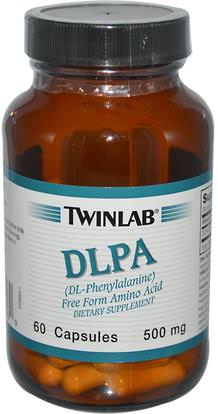 Twinlab, DLPA, 500 mg, 60 Capsules ,المكملات الغذائية، والأحماض الأمينية، دل فينيلالانين (دلبا)