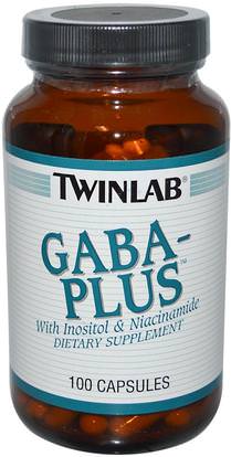 Twinlab, GABA-Plus, with Inositol & Niacinamide, 100 Capsules ,المكملات الغذائية، غابا (حمض غاما أمينوبوتيريك)