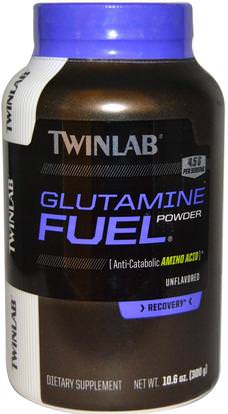 Twinlab, Glutamine Fuel Powder, Unflavored, 10.6 oz (300 g) ,المكملات الغذائية، الأحماض الأمينية، l الجلوتامين، l الجلوتامين مسحوق، الرياضة، الرياضة