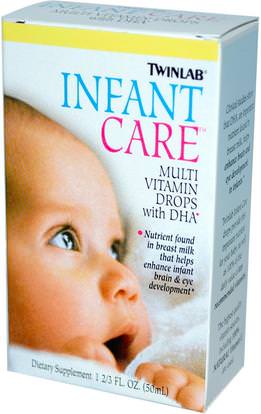 Twinlab, Infant Care, Multi Vitamin Drops With DHA, 1 2/3 fl oz (50 ml) ,الفيتامينات، الفيتامينات، الأطفال الفيتامينات، توينلاب
