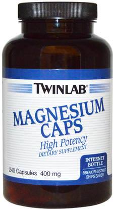 Twinlab, Magnesium Caps, 400 mg, 240 Capsules ,المكملات الغذائية، المعادن، أكسيد المغنيسيوم