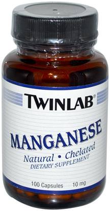 Twinlab, Manganese, 10 mg, 100 Capsules ,المكملات الغذائية، المعادن، المنغنيز