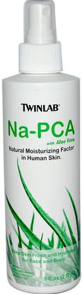 Twinlab, Na-PCA with Aloe Vera, For Face and Body, 8 fl oz (237 ml) ,الصحة، الجلد، الألوة فيرا، سائل الألوة فيرا