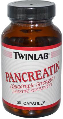 Twinlab, Pancreatin, 50 Capsules ,المكملات الغذائية، الإنزيمات، البنكرياتين