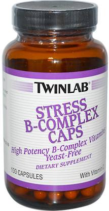 Twinlab, Stress B-Complex Caps, 100 Capsules ,الفيتامينات، فيتامين ب، فيتامين ب المعقدة