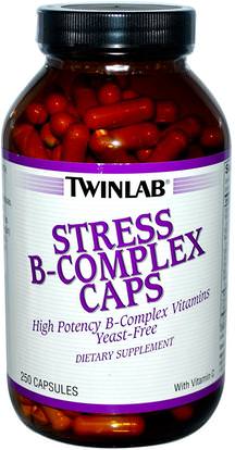 Twinlab, Stress B-Complex Caps, 250 Capsules ,الفيتامينات، فيتامين ب، فيتامين ب معقدة، ب مكافحة الإجهاد