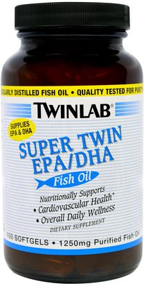 Twinlab, Super Twin EPA/DHA, Fish Oil, 100 Softgels ,المكملات الغذائية، إيفا أوميجا 3 6 9 (إيبا دا)، إيبا، ماكس إيبا