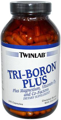 Twinlab, Tri-Boron Plus, 240 Capsules ,الفيتامينات، فيتامين d3، المكملات الغذائية، المعادن، البورون