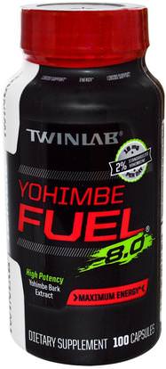 Twinlab, Yohimbe Fuel, 8.0, Maximum Energy, 100 Capsules ,الصحة، الرجال، يوهمبي