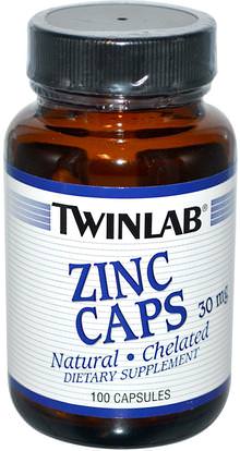 Twinlab, Zinc Caps, 30 mg, 100 Capsules ,المكملات الغذائية، المعادن، الزنك