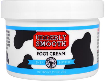 Udderly Smooth, Foot Cream, Shea Butter, 8 oz (227 g) ,حمام، الجمال، قدم قدم رعاية، كريمات، أسفل