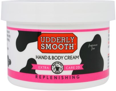 Udderly Smooth, Udderly Smooth, Hand & Body Cream, Extra Care 20, 8 oz (227 g) ,حمام، الجمال، غسول الجسم، كريمات اليد