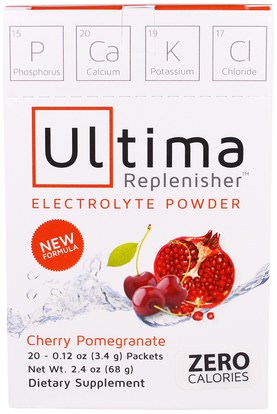 Ultima Health Products, Ultima Replenisher Electrolyte Powder, Cherry Pomegranate, 20 Packets, 0.12 oz (3.4 g) ,والرياضة، بالكهرباء شرب التجديد