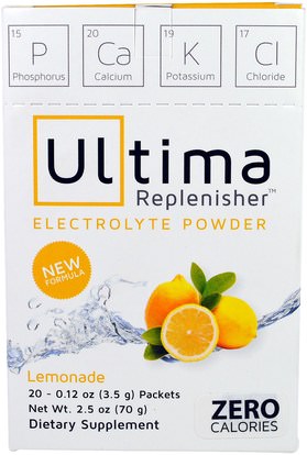Ultima Health Products, Ultima Replenisher Electrolyte Powder, Lemonade, 20 Packets, 0.12 oz (3.5 g) ,والرياضة، بالكهرباء شرب التجديد