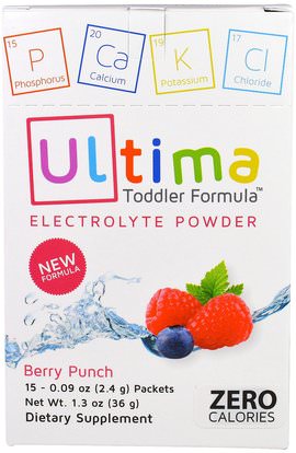 Ultima Health Products, Ultima Toddler Formula Electrolyte Powder, Berry Punch, 15 Packets, 0.09 oz (2.4 g) Packets ,والرياضة، بالكهرباء شرب التجديد والمكملات الأطفال
