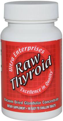 Ultra Glandular Enterprises, Raw Thyroid, 90 Easy To Swallow Tablets ,المكملات الغذائية، منتجات الأبقار، الصحة، الغدة الدرقية
