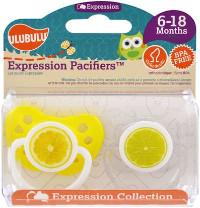 Ulubulu, Expression Pacifiers, 6-18 Months, Lemon & Lime, 2 Pacifiers ,صحة الطفل، إمرأة، اطفال