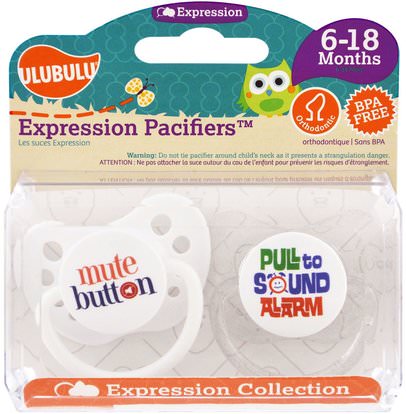 Ulubulu, Expression Pacifiers, Mute, Pull, 6-18 Months, 2 Pacifiers ,صحة الطفل، إمرأة، اطفال